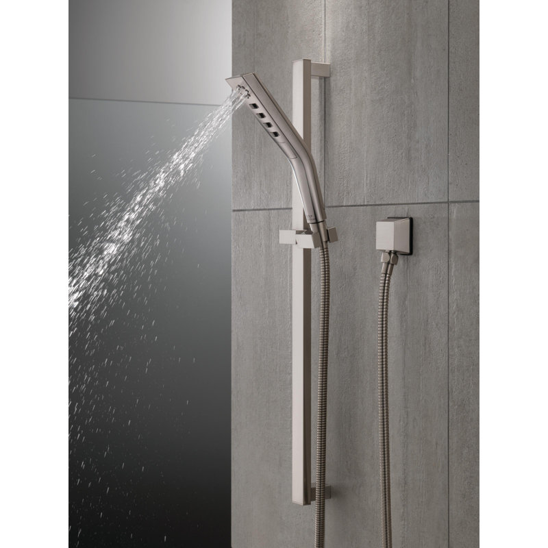Pivotal H2Okinetic Hand Shower with Slide Bar, 3-Spray Handheld Shower Head, Slide Bar Hand Shower, Stainless Steel
