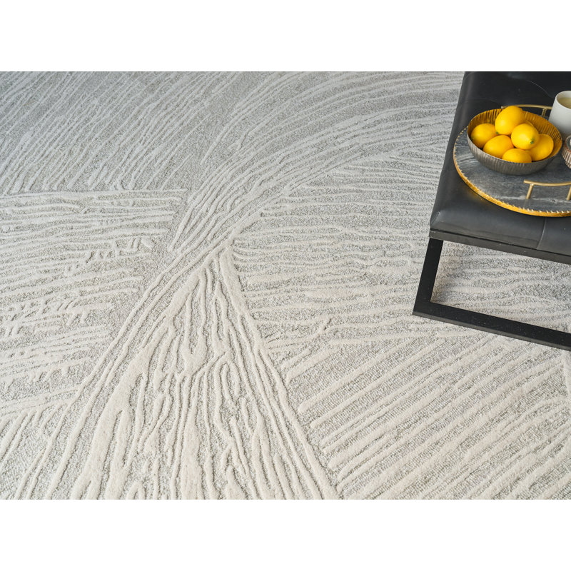 Entro hand-tufted New Zealand Wool Sage Green/Ivory Area Rug, Rectangle 12' x 15', Green/Ivory