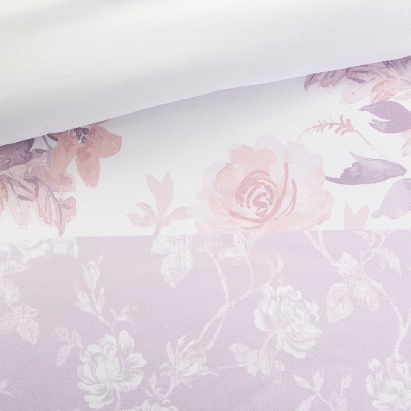 2 pièces Housse de couette en microfibre à motif floral simple / simple TG