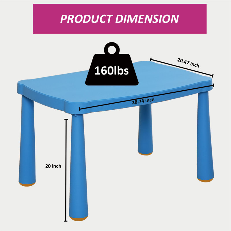 Table pour enfants, table rectangulaire en plastique pour enfants, école, maison, jeu, lecture, jardin d'enfants