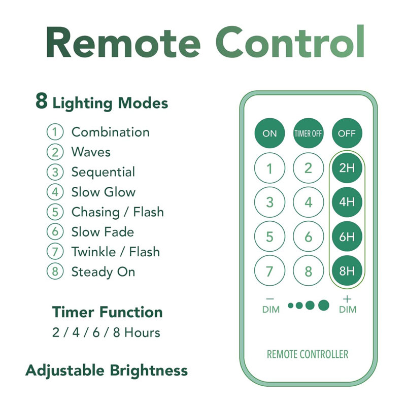 304 LED Curtain Plug in String Lights, 8 Modes with Remote Contro, Blue