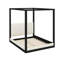 Lit plateforme à baldaquin avec tête de lit tapissier, structure en bois avec poteaux et support à lattes en bois-1974154787-1974154785