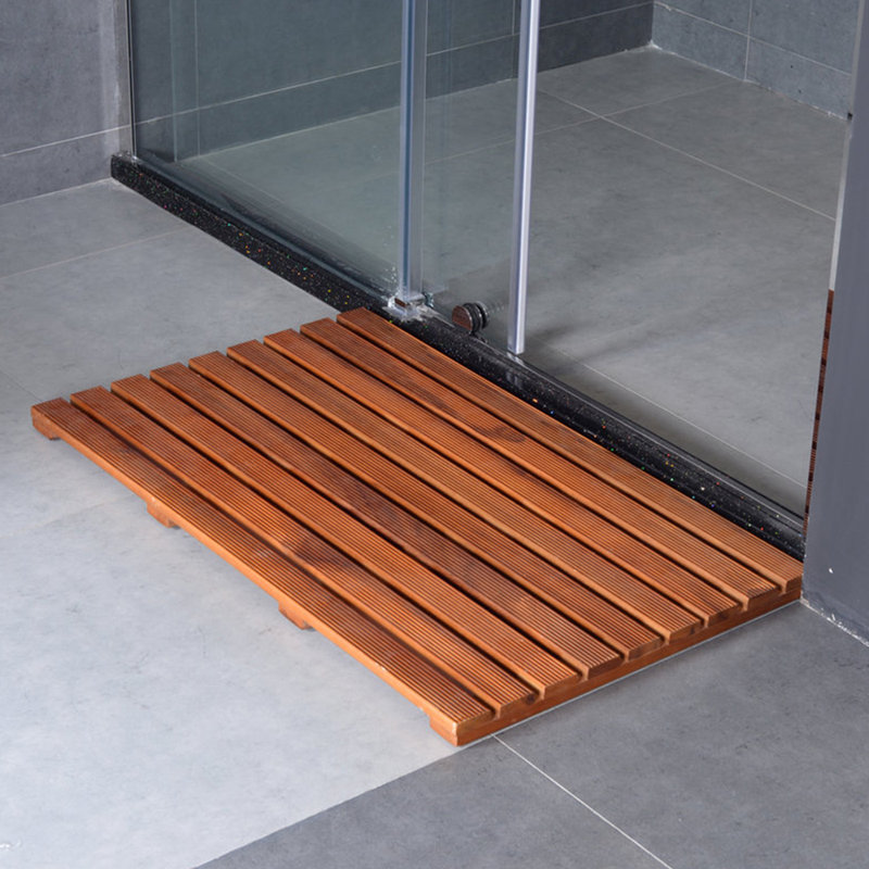 Petties Bathroom Anti-Slip Teak Wood Mat, 31.9" L x 19" W