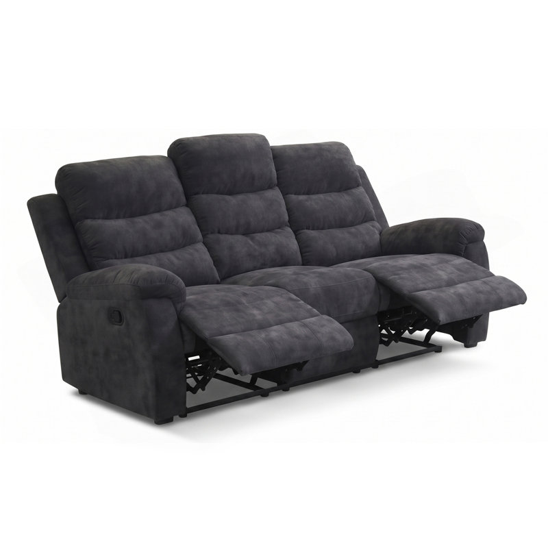 Ensemble de canapés inclinables manuels 3 pièces, canapé + causeuse + fauteuil inclinable, gris foncé