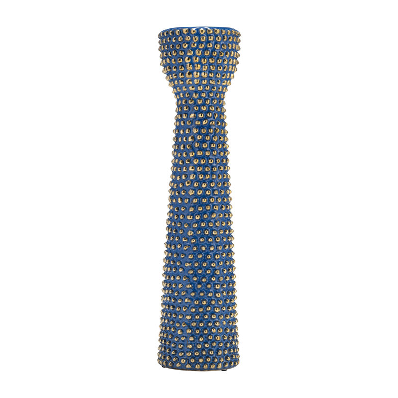 Porte-bougie en céramique moderne, H 16 po x l 4 po x P 4 po, Bleu à pointes