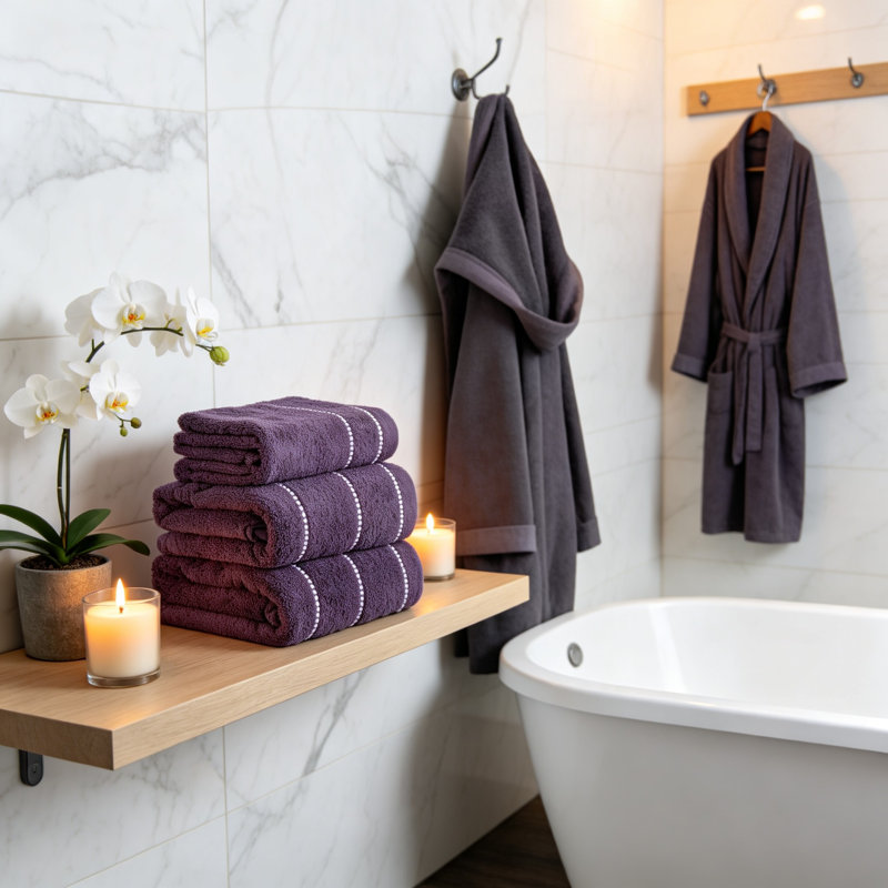 Ensemble de 6 serviettes de bain (mauve), Mauve