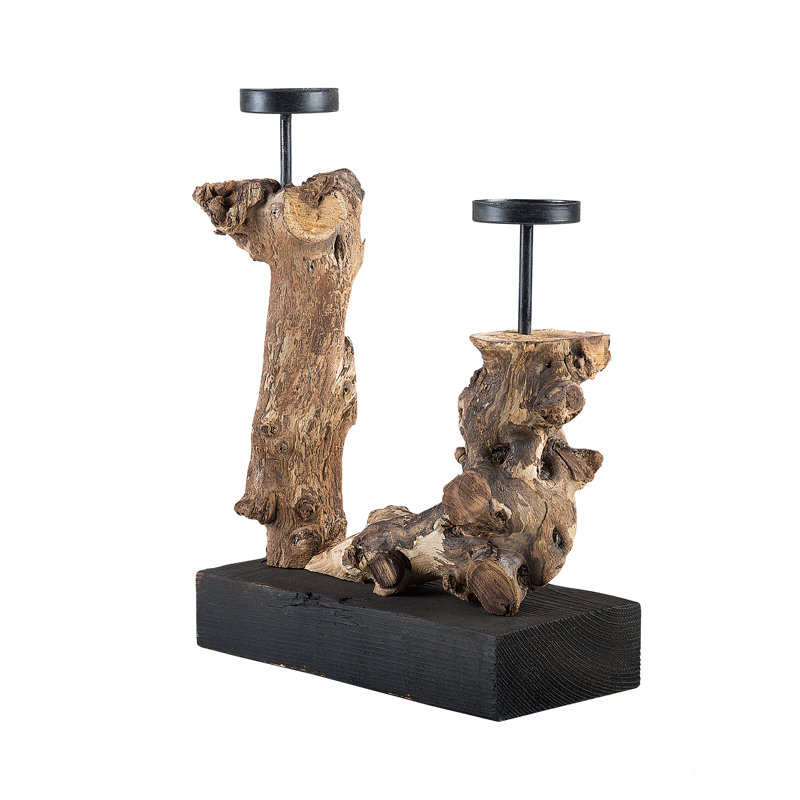 Wood Tabletop Candelabra