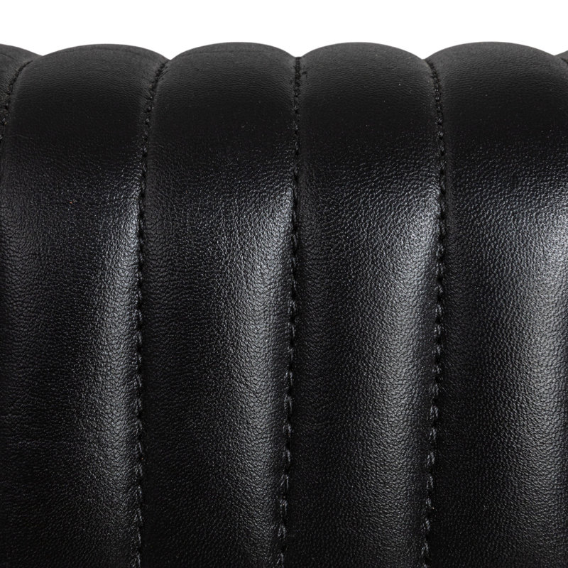 Enterprise Mango Wood and Leather Grid Bench, Black