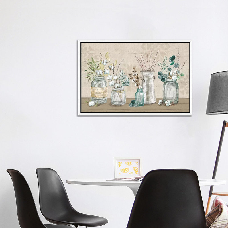 Cotton Bouquet I by Mary Urban - Print on Canvas, White Framed, 101.6 cm H x 66.04 cm W