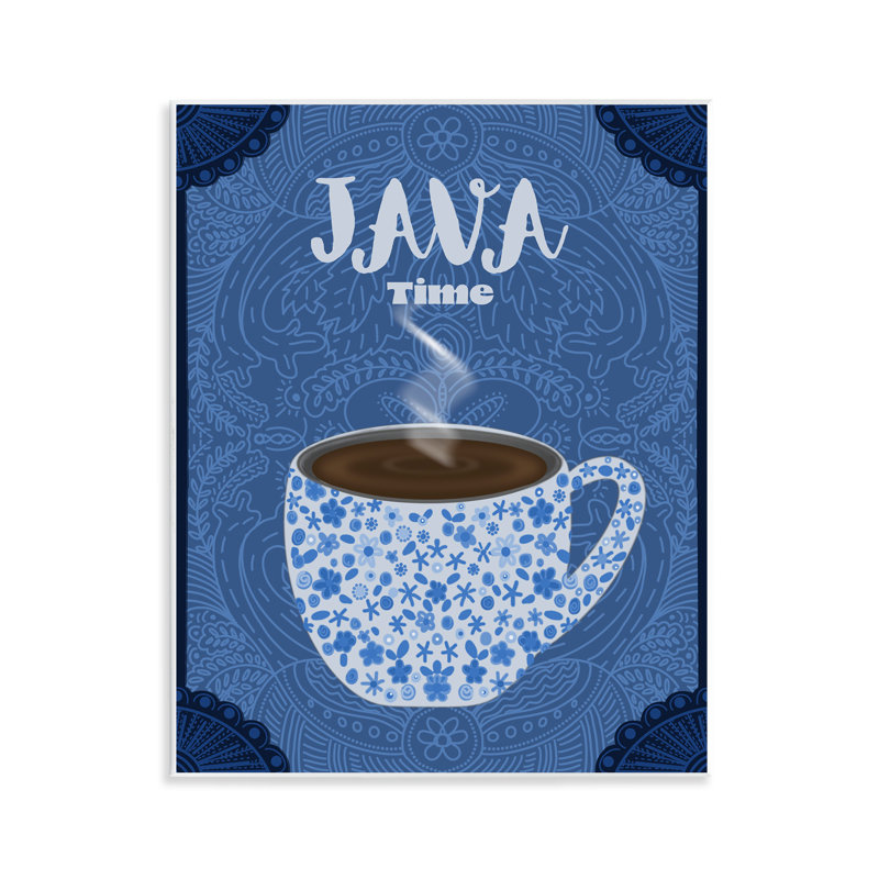 Java Time Blue Coffee Mug Wall Plaque, design by Lori Mosley