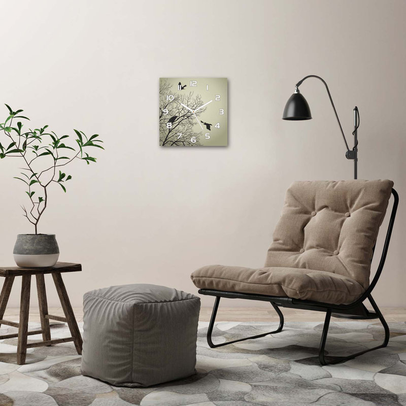 Iestyn Glass Wall Clock, White/Taupe