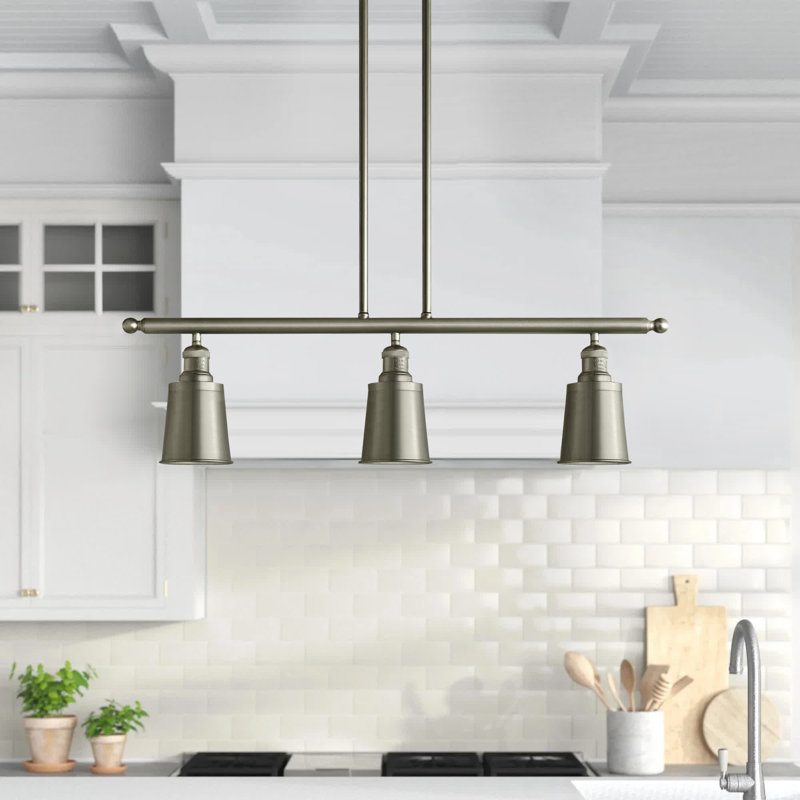 Lavender Hill 3 - Light Kitchen Island Pendant, Brushed Satin Nickel