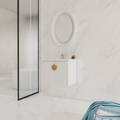 Meuble-lavabo à fermeture en douceur 24 po avec lavabo, pour petite salle de bain