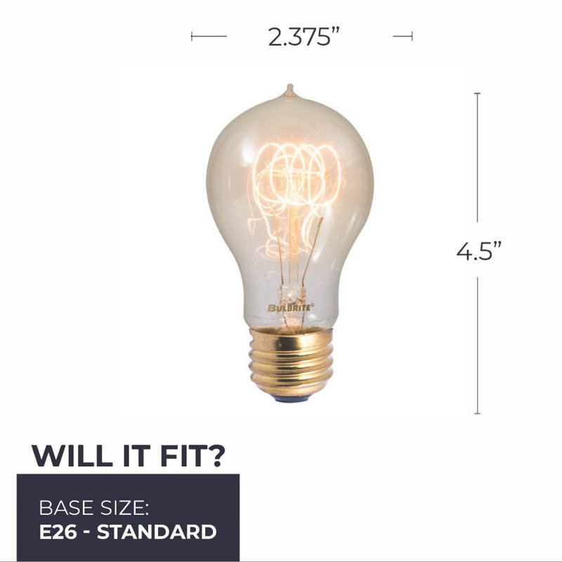 60 watts, ampoule incandescente A19 à intensité variable antique A19 (2200K) / culot moyen (standard) E26