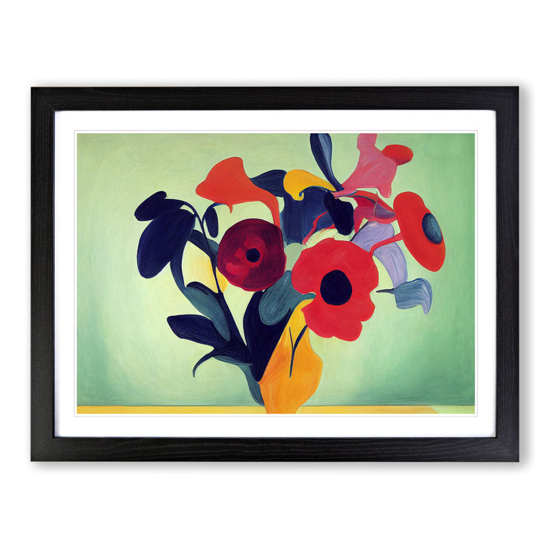 Unbeatable Modern Flowers - Framed Print, 34cm H x 46cm W x 2cm D, Black Framed