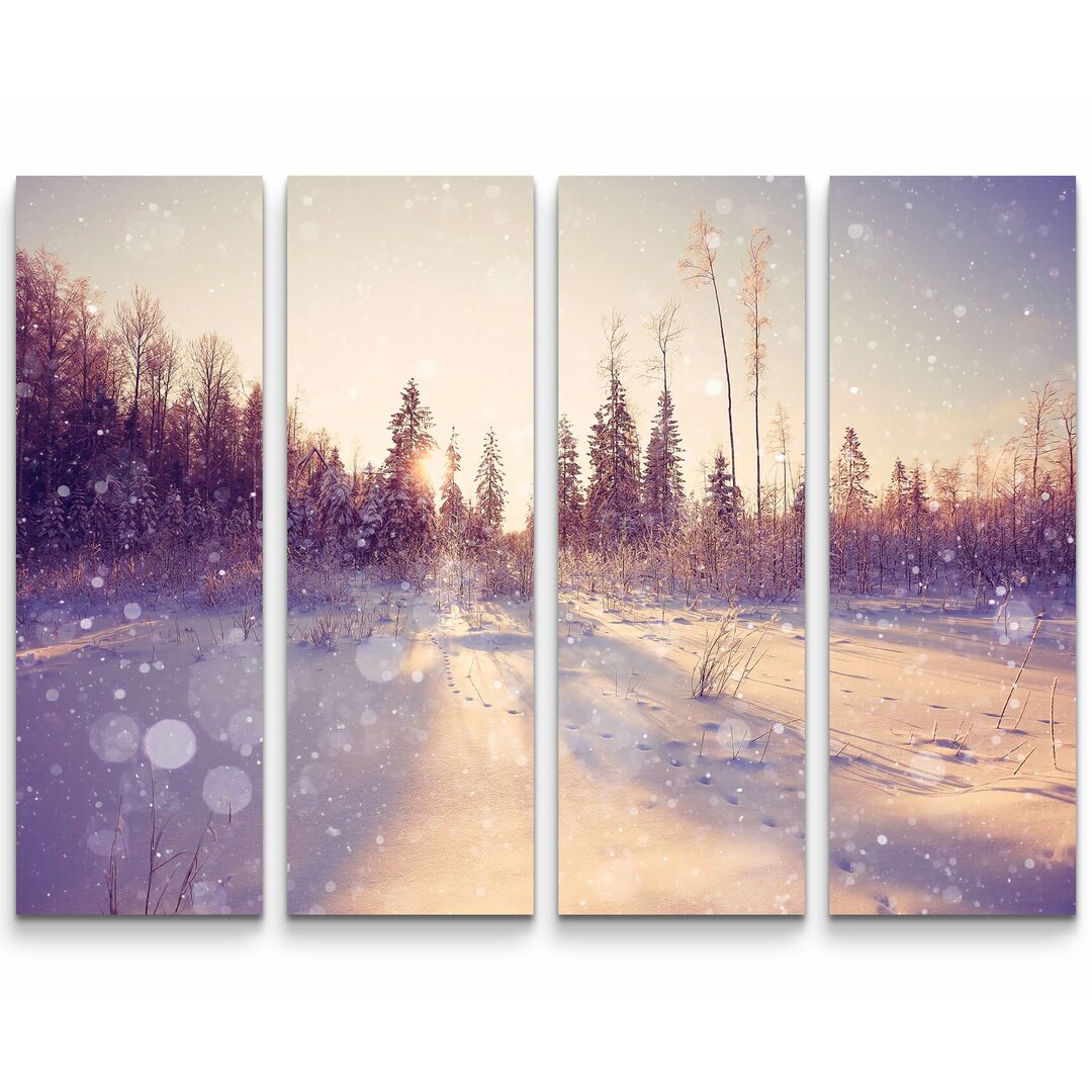 4-tlg. Leinwandbilder-Set Winterlandschaft