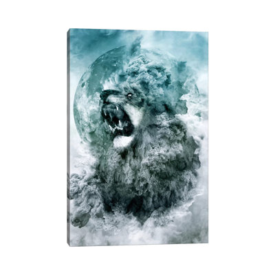 Lion Blue by Riza Peker - Wrapped Canvas Painting