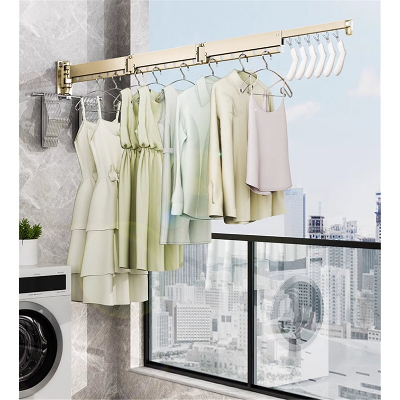 Spacemaster Pro Retractable Folding Clothes Rack, 6.49" H x 74.01" W x 15.74" D