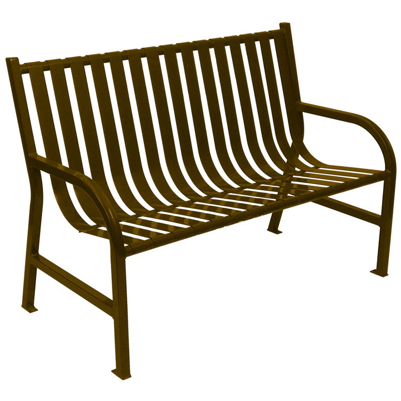 Banc de jardin à lattes en métal, Brun, 4 pi, Non