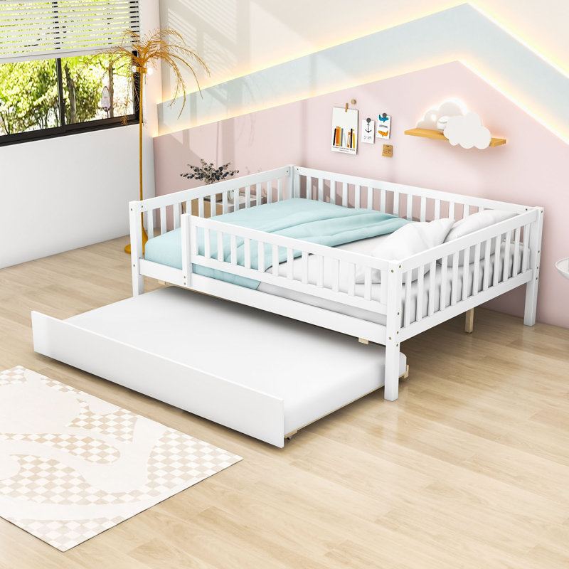 Clyda Daybed with Twin Trundle and Fence Guardrails, Full/Double, White