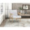 Chaise d'appoint grise avec assise confortable et fabrication en bois massif, coussin contemporain rembourré en tissu de 27 po x 29 po x 29 po