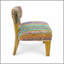 Chaise d'appoint rembourrée en bois, structure en bois d'acacia massif de 25 x 25 x 27 po, chaise longue Boho à coussin en coton tissé à la main multicolore pour le salon