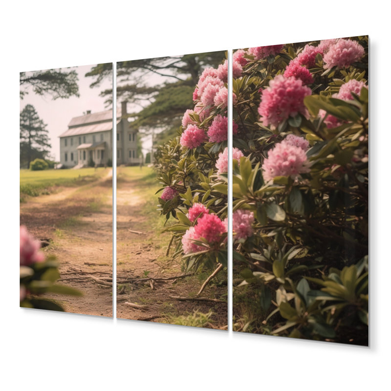 Ensemble de décoration murale florale en métal Rhododendron Blooms At Farm II