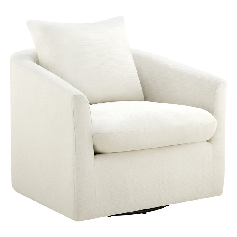 Menta 33.5'' Upholstered Swivel Barrel Chair, Flannigan Cotton Tweed
