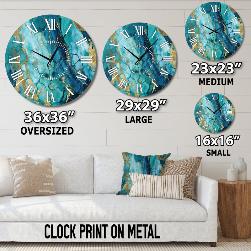 Luxury Abstract Fluid Art VII - Abstract White Face Wall Clock, Medium