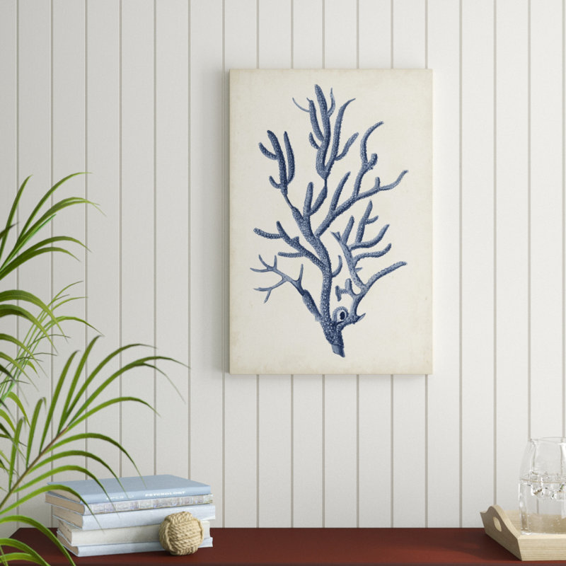 «Indigo Coral IV», peinture sur toile, H 30 po x l 20 po