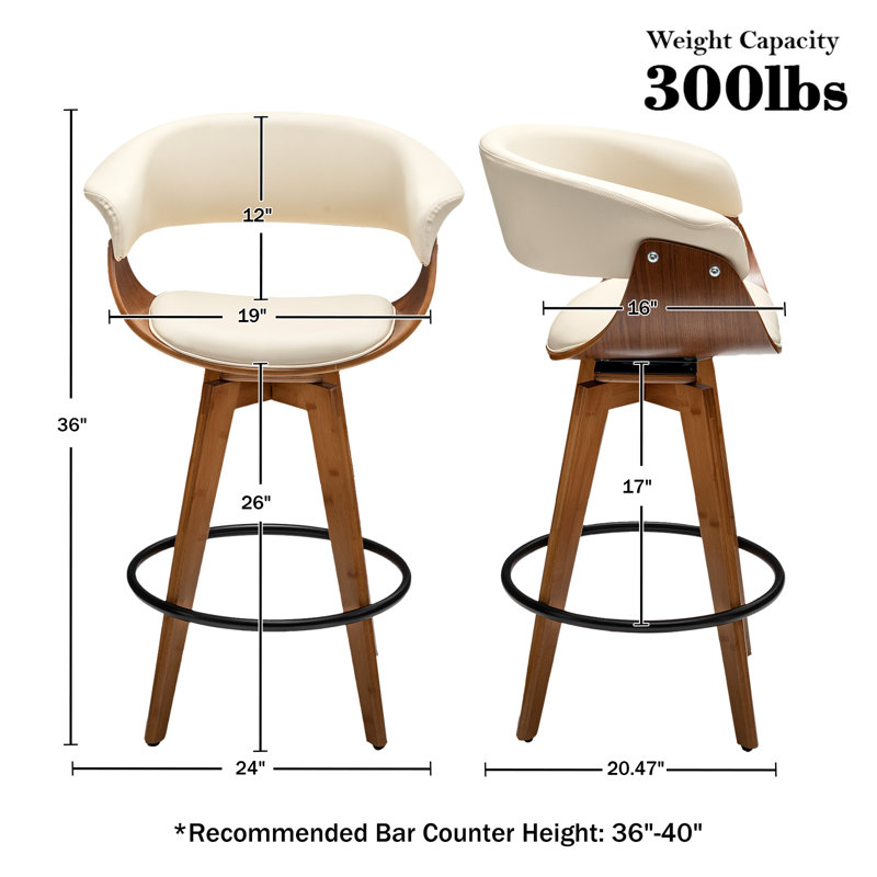 Joeanne Faux Leather Swivel 26'' Counter Stool (Set of 2)