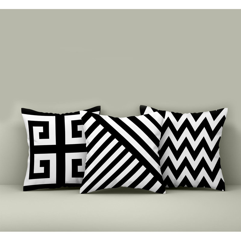 Ensemble de housse de coussin élégant (3 pièces), 17,0 x 17,0 pouces | 50% coton / 50% polyester, lavable et repassable à la machine | Impression numérique vibrante, parfaite pour la décoration intérieure et le salon, tissu doux et durable