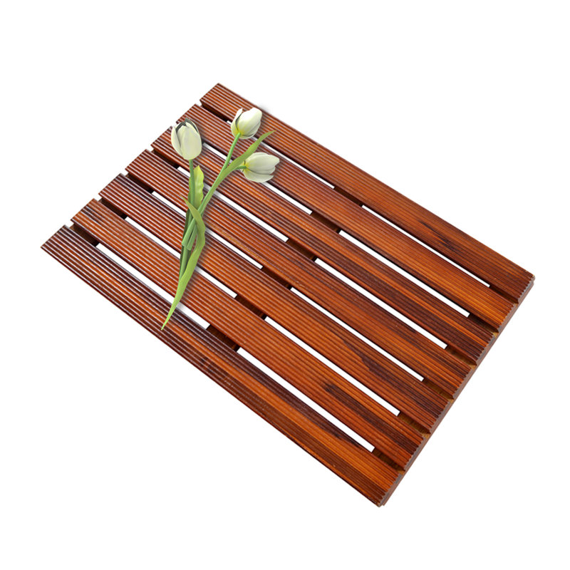 Petties Bathroom Anti-Slip Teak Wood Mat, 21" L x 14" W