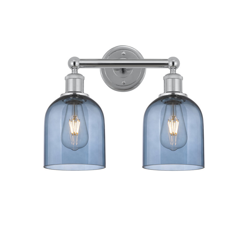 Éclairage pour meuble-lavabo à 2 lumières 15 po Edison Allysson, Bleu princesse, Chrome poli