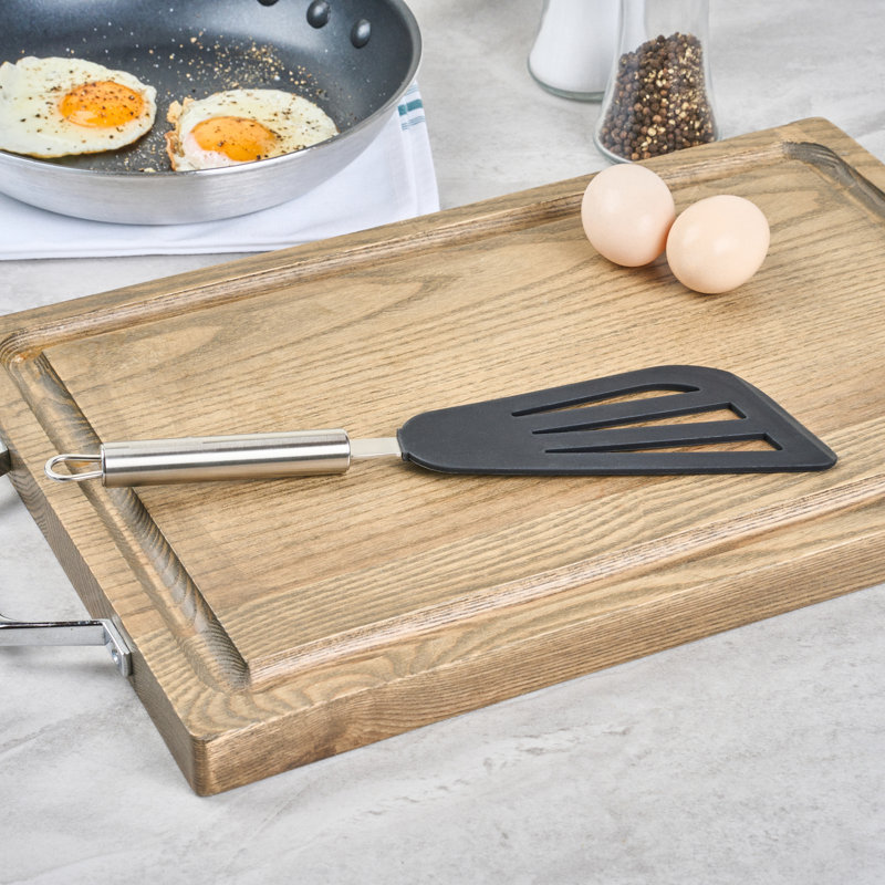 Égouttoir à poisson en silicone restaurantware - Spatule standard allemande avec poignée en acier inoxydable, antiadhésif - Égouttoir résistant à la chaleur pour œufs, poulet, crêpes