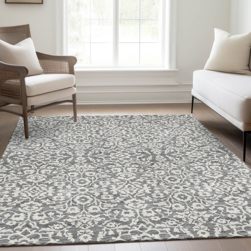 Premium Machine Washable Prisco Gray Rug, Rectangle 10' x 14'