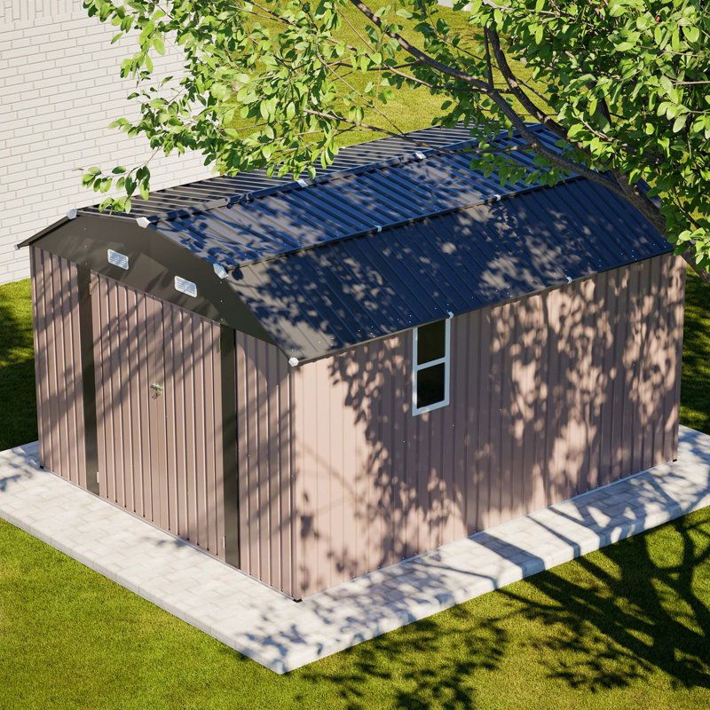 Remise de rangement pour l'extérieur, remise à outils en acier avec ensemble de cadre de plancher, Brown