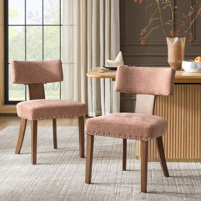 Chaise de salle à manger moderne Mid-Century avec garniture cloutée de 20,5 po Dooey (ensemble de 2)