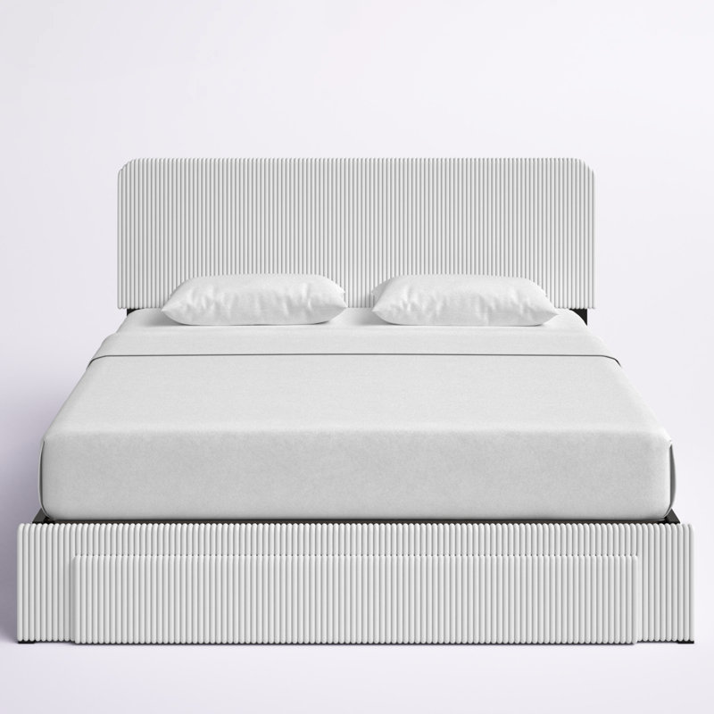 Audeline Upholstered Standard Storage Bed, White, King