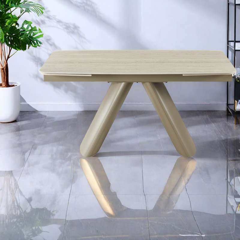 Table de salle à manger extensible en pierre frittée, style moderne pour la maison