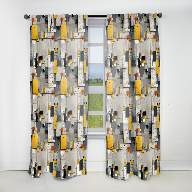 Motif de mur rayé gris cubique I - Rideau rayé - Rideau rayé obscurcissant - 1 panneau, L 52 po x L 108 po