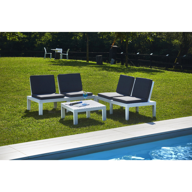 Derion 4 Seater Conversation Set, White
