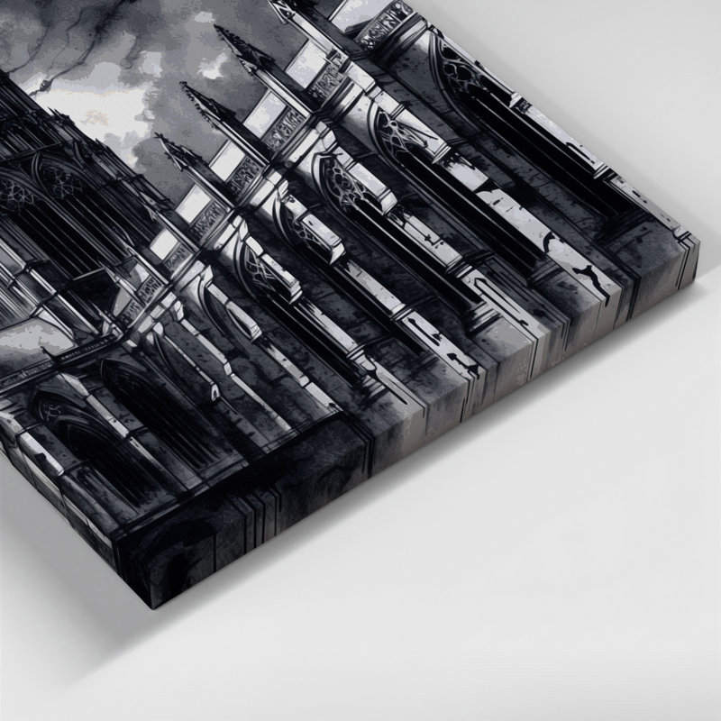 Art d'Halloween sur toile, architecture gothique noire, H 11 po x l 14 po