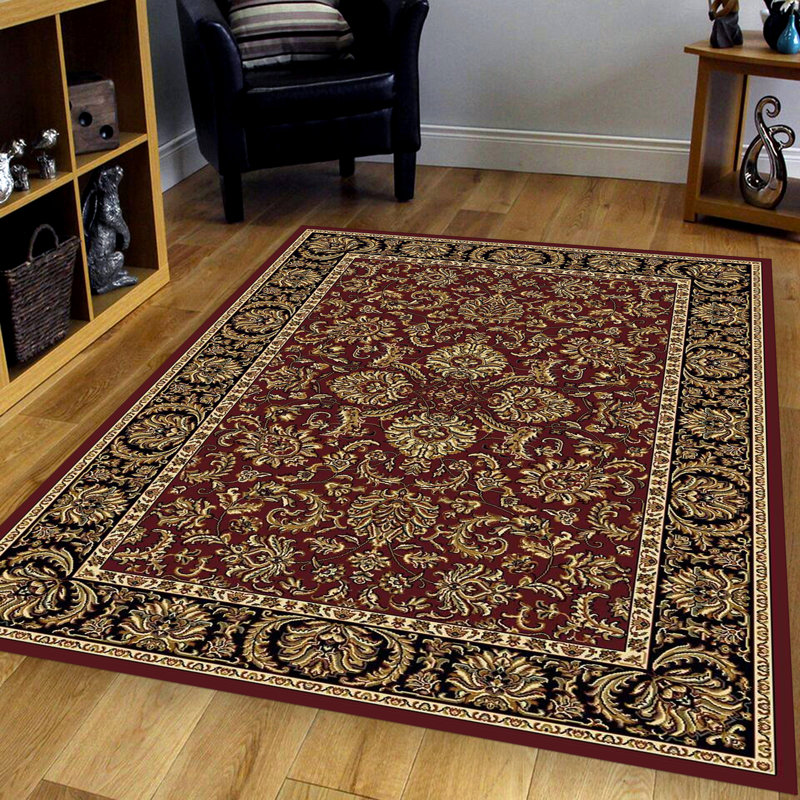  Tapis rouge bourgogne traditionnel de style persan, Rectangle 3 pi 3 po x 5 pi 4 po