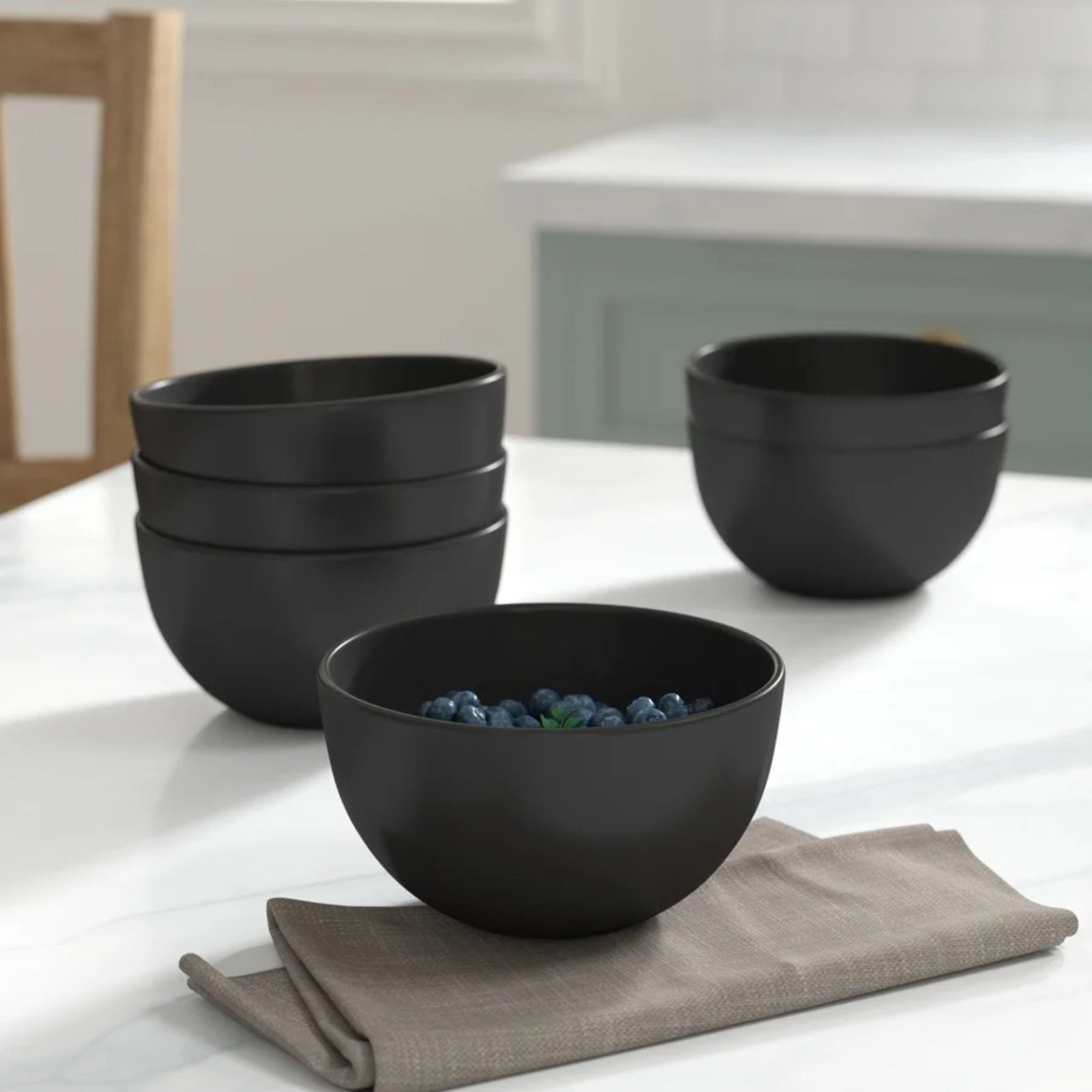 Wazee Matte Stoneware Cereal Bowl, Black