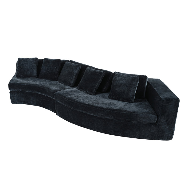 Canapé recouvert de tissu d'ameublement incurvé Boneless, Bleu