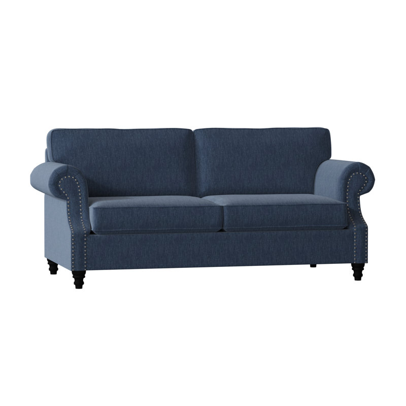 Canapé standard à accoudoirs roulés 84 po Fontana, Standard, Denim Key, Naturel