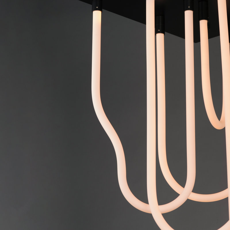 Soleil-Flush Mount Chandelier, Black