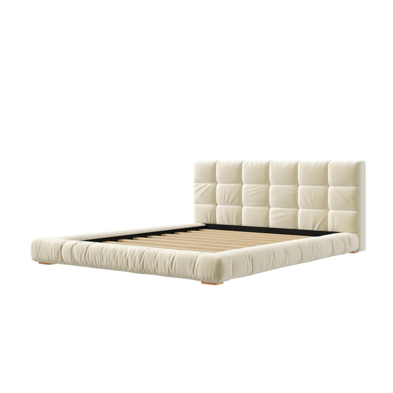 Lit plateforme tapissier Sammy, Queen, Beige