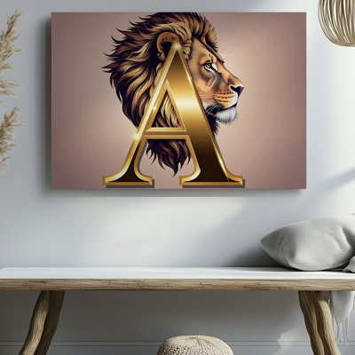 Toile dans une composition saisissante, profil d'un lion majestueux, art mural "Attention sa crinière dorée"